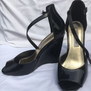 Steve Madden Black Patent Leather Wedges